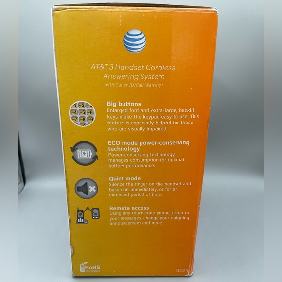 AT&T 3 Handset Cordless Answering System with Caller ID Warning EL5203 - Picture 3 of 7
